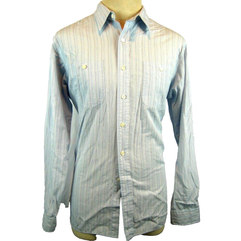 Mens Polo Ralph Lauren Blue Striped Cotton LS Casual Shirt sz L
